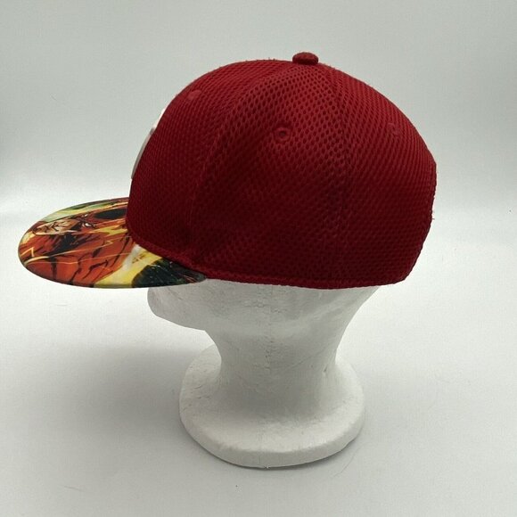 The Flash Baseball Cap Hat Adjustable Red DC Comics Print on Bill Lightning Bolt - Picture 4 of 11